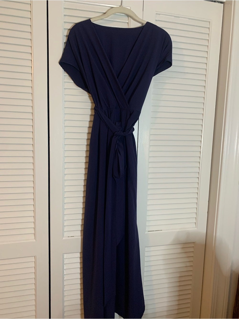 HALARA Navy Wrap Maxi Dress with Self-Tie Waist